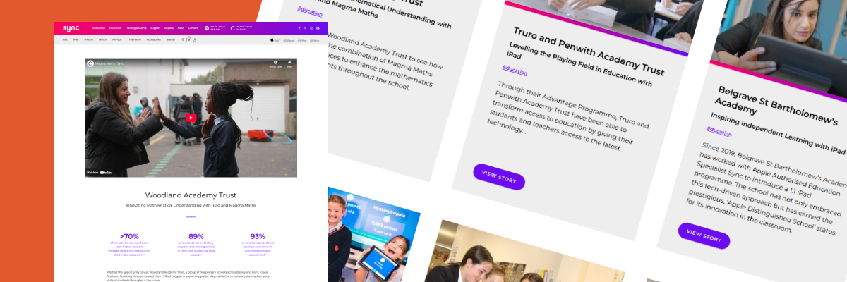 Dynamic images showing a high-level view of the case study page